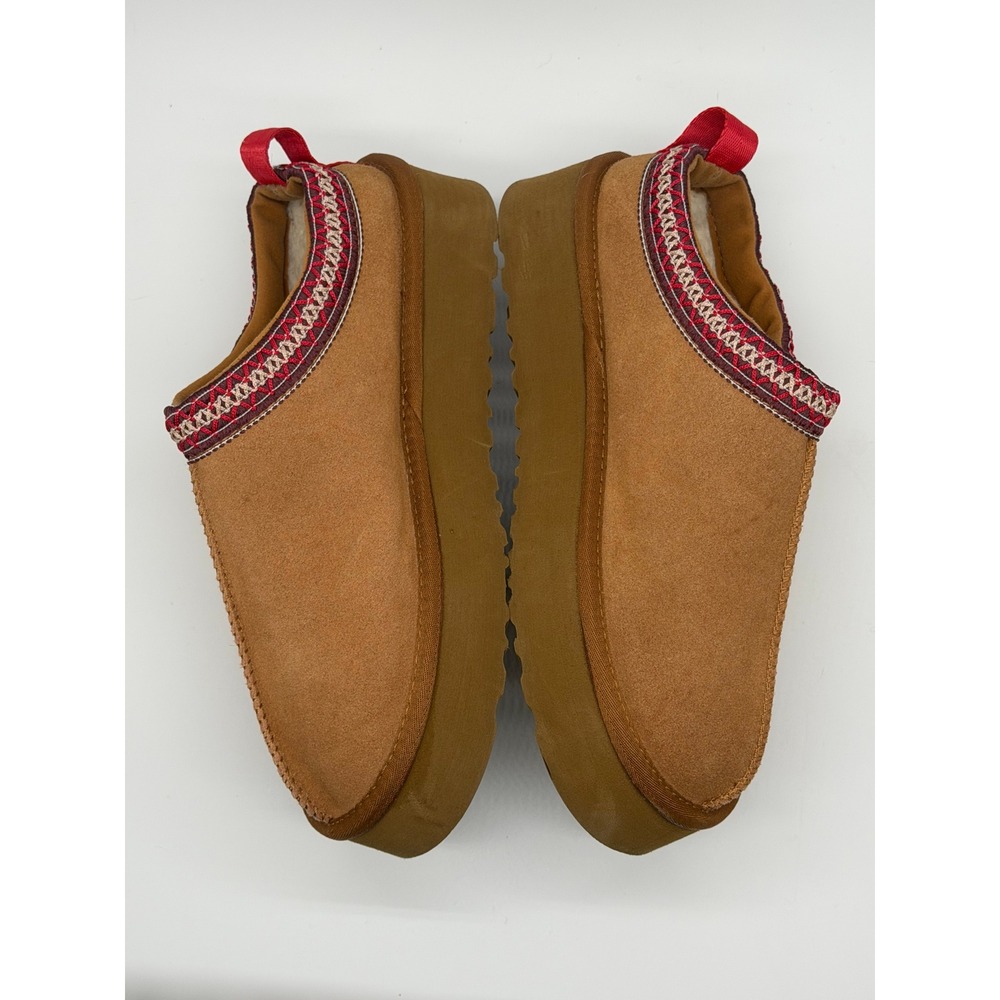 UGG Tasman Tazz Platform Slippers Women 8 Chestnut Suede Slip On Clog - Picture 2 of 9